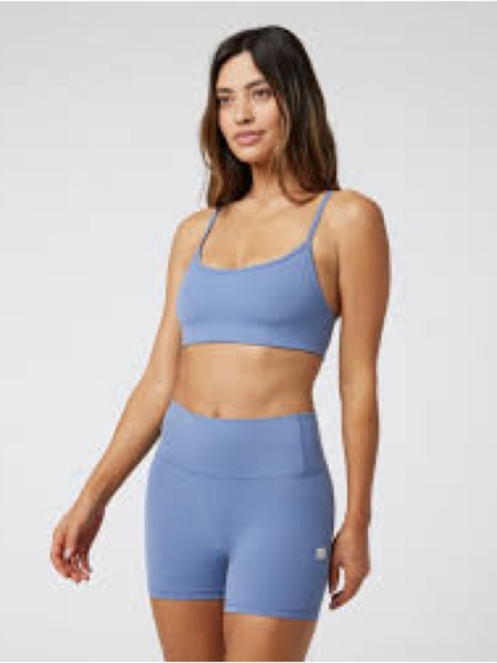 Vuori all the feels Scoop Neck Bralette & High-Waist Bike Shorts Set blue quartz